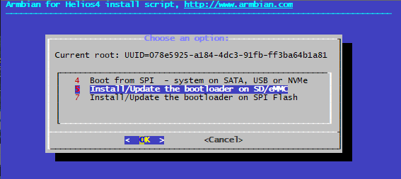 armbian install bootloader menu
